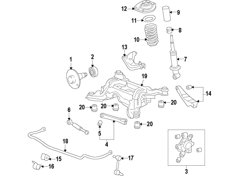 2009 Pontiac G8 Rear Suspension, Lower Control Arm, Upper Control Arm, Stabilizer Bar, Suspension Components Rear Shock Absorber Diagram for 92269786