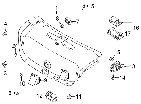 2019 Genesis G90 Interior Trim - Trunk Lid Holder Assembly-Trunk Lid Warning Diagram for 85780-3T000