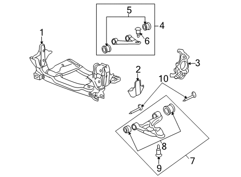 2007 Pontiac Solstice Front Suspension Components, Lower Control Arm, Upper Control Arm, Stabilizer Bar Bracket Asm-Front Suspension Support Diagram for 10351478