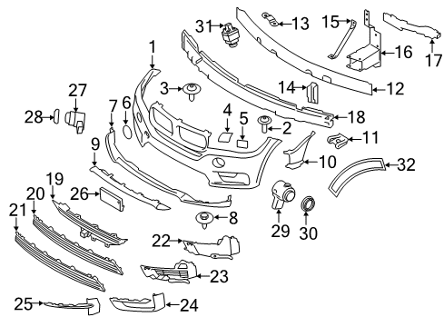 2018 BMW X5 Front Bumper Hexagon Screw With Locating Tip Diagram for 07146987886
