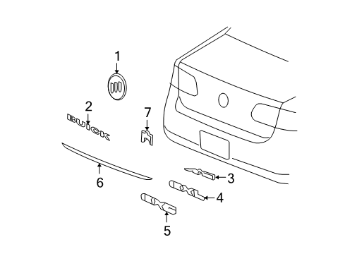 2006 Buick Lucerne Exterior Trim - Trunk Lid Nameplate Diagram for 15221169