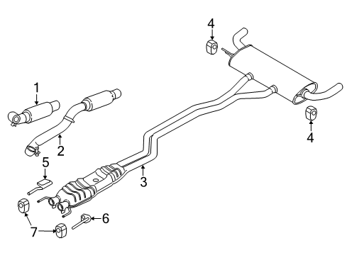 2021 Ford Edge Exhaust Components Muffler & Pipe Diagram for K2GZ-5230-P