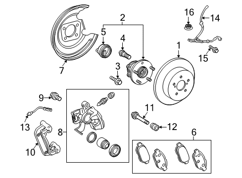 2012 Toyota Prius Rear Brakes Rear Pads Diagram for 04466-47080