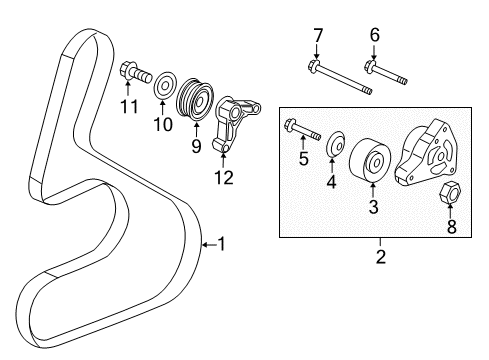 2012 Honda CR-V Belts & Pulleys Tensioner Assy., Auto Diagram for 31170-PNA-023
