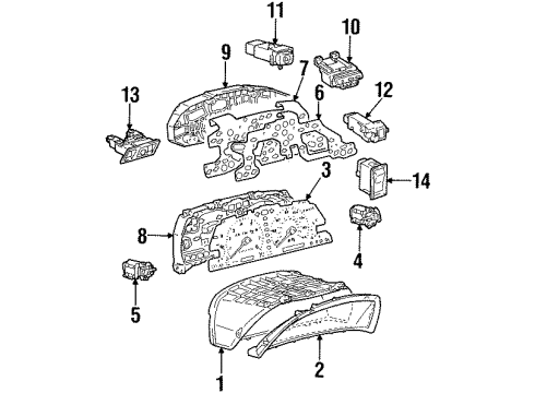 1992 Lexus SC300 Instruments & Gauges Speedometer Assy Diagram for 83110-24110