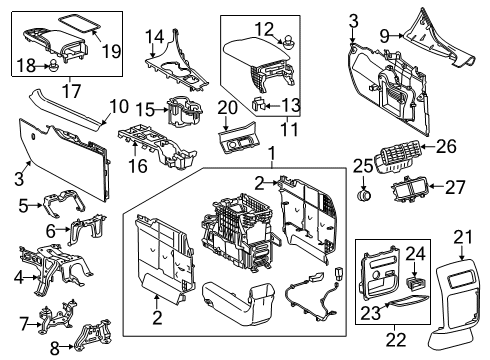 2019 Lexus RX350L Center Console Panel, Instrument Panel Diagram for 55432-48410-A1