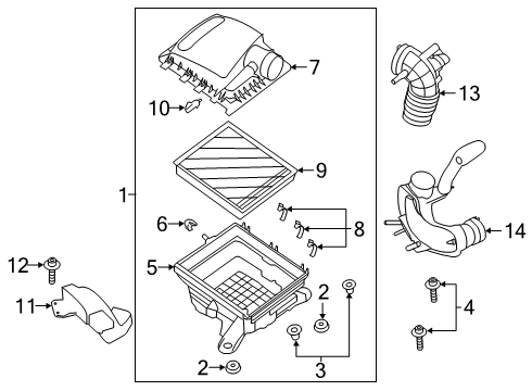 2021 Ford Ranger Air Intake Lower Housing Upper Insulator Diagram for EB3Z-9P686-A