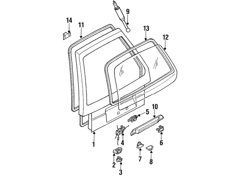 1988 Nissan Van Lift Gate & Hardware, Glass WEATHERSTRIP Hardware Kit Diagram for 72891-Y1685