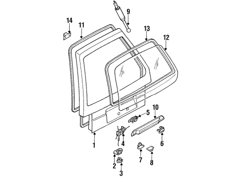 1987 Nissan Van Tail Gate Stay Assembly-Back Door LH Diagram for 90451-17C27