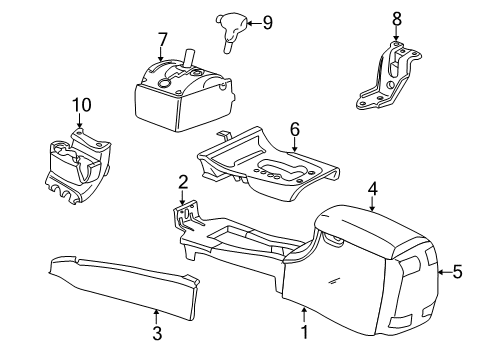 2002 Chrysler 300M Center Console CUPHOLDER-Console Diagram for RD49TL2AC