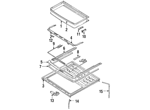 1990 Toyota Corolla Sunroof Weatherstrip, Sliding Roof Diagram for 63251-12091