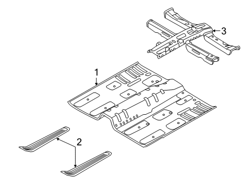 2016 Hyundai Azera Pillars, Rocker & Floor - Floor & Rails Panel Assembly-Center Floor Diagram for 65110-3V100