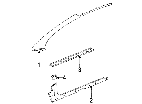 1997 Saturn SC2 Interior Trim - Pillars, Rocker & Floor Molding Asm, Windshield Garnish *Medium Duty Bisc Ii Diagram for 21059104