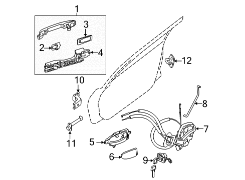 2008 Nissan Altima Front Door Front Door Outside Handle Assembly, Right Diagram for 80606-JA64A