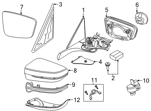 2020 BMW M8 Parking Aid Mirror Glass, Plane, Left Diagram for 51167407159