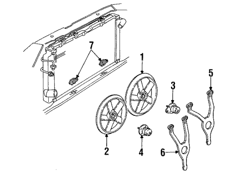 2002 Cadillac Eldorado Cooling System, Radiator, Water Pump, Cooling Fan Bracket Kit, Engine Coolant Fan Diagram for 12494835