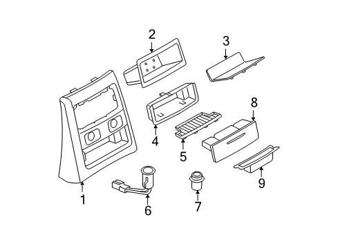 2007 BMW 335xi Rear Console Ashtray Rear Diagram for 51167138525