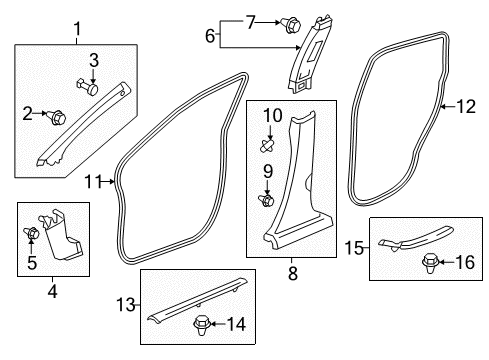 2022 Honda CR-V Interior Trim - Pillars Garnish Assy., L. RR. Side *NH900L* (DEEP BLACK) Diagram for 84261-TLA-A01ZA