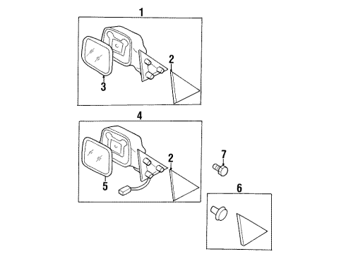 2000 Isuzu Trooper Outside Mirrors Mirror Assembly, Driver Side Door Diagram for 8-97806-735-2