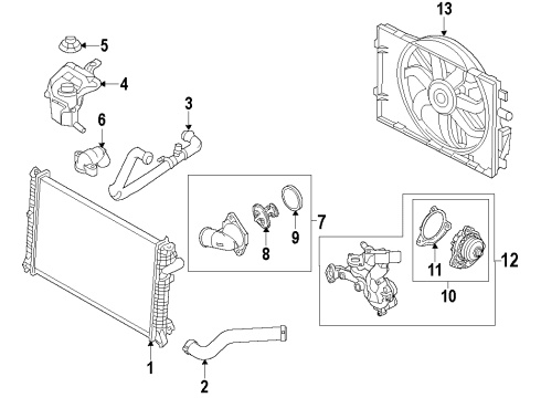 2011 Ford Fusion Cooling System, Radiator, Water Pump, Cooling Fan Water Pump Diagram for 9L8Z-8501-A