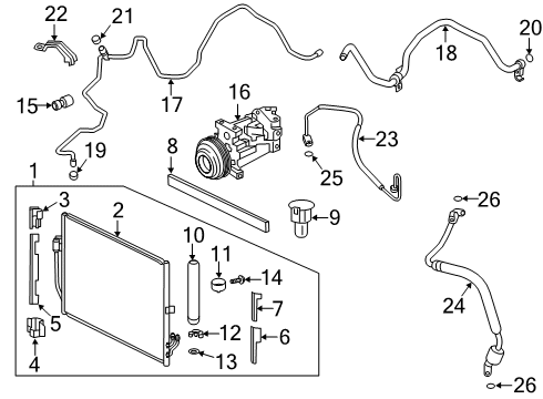 2020 Infiniti QX50 A/C Condenser, Compressor & Lines Pipe-Front Cooler, Low Diagram for 92450-5NA0A