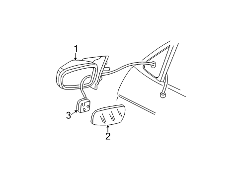 1999 Buick Century Outside Mirrors Mirror Kit, Outside Rear View (W/ Case) Diagram for 12453282