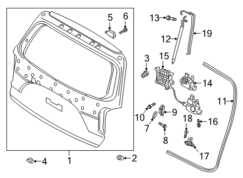 2021 Hyundai Palisade Lift Gate Power Tail Gate Power Latch Assembly Diagram for 81800-S1100