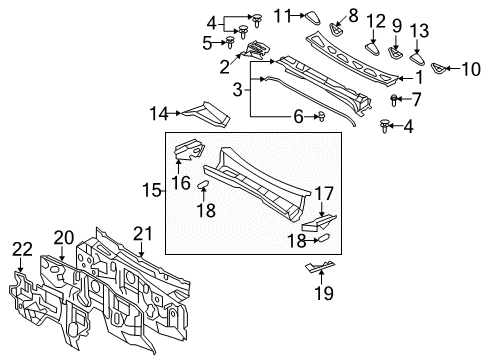 2010 Toyota FJ Cruiser Cowl Cowl Side Panel Diagram for 55717-35040