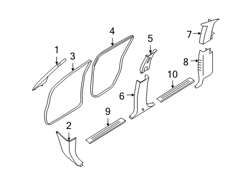 2008 Nissan Titan Interior Trim - Cab Garnish Assy-Front Pillar, LH Diagram for 76912-ZR00A
