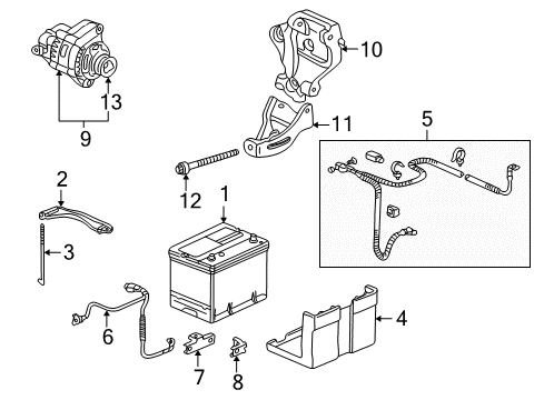 1998 Honda Accord Alternator, Battery Cable Assembly, Ground Diagram for 32600-S84-A10