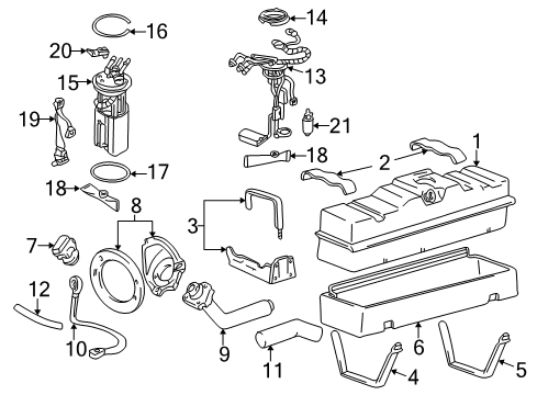 1998 GMC K2500 Fuel Supply Gauge Unit Cam Diagram for 25124032