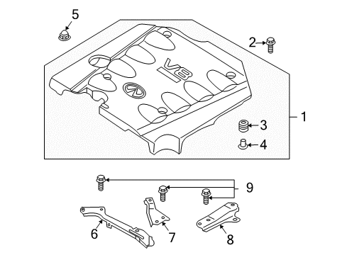 2003 Infiniti Q45 Engine Appearance Cover Collector Ornament Diagram for 14041-AR20A