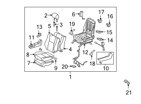 2011 Toyota Tundra Passenger Seat Components Seat Back Cover Diagram for 71073-0C491-B2