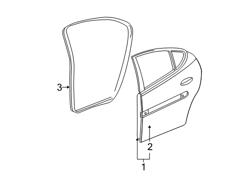 2005 Pontiac Grand Prix Rear Door Door Weatherstrip Diagram for 89039906