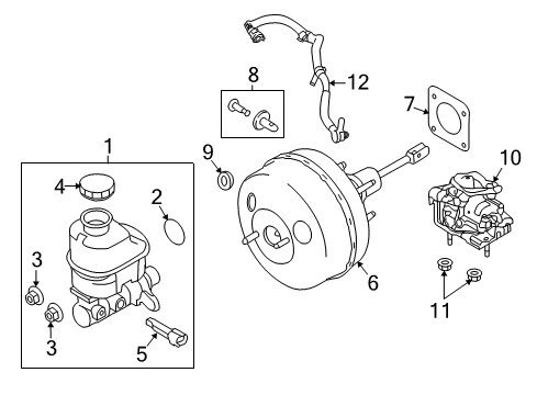 2009 Ford F-150 Dash Panel Components Master Cylinder Diagram for 9L3Z-2140-F