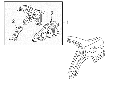 2005 Honda Accord Inner Structure - Quarter Panel Wheelhouse, R. RR. Diagram for 64330-SDA-A02ZZ