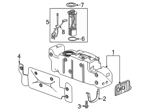 2022 Chevrolet Silverado 3500 HD Fuel System Components Fuel Pump Diagram for 85168869