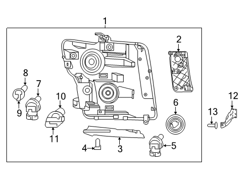 2018 Nissan Titan Bulbs Driver Side Headlight Assembly Diagram for 26060-EZ21A