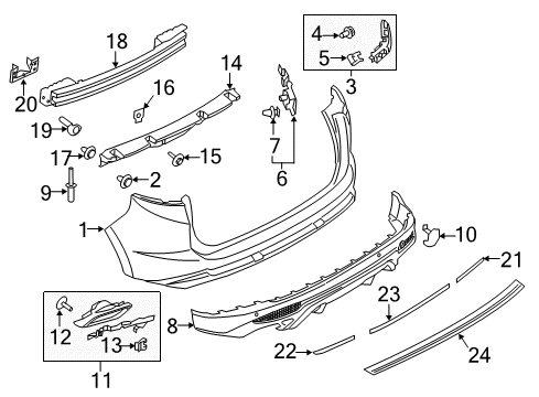 2018 Ford Edge Rear Bumper Trim Bezel Diagram for FT4Z-17F827-A