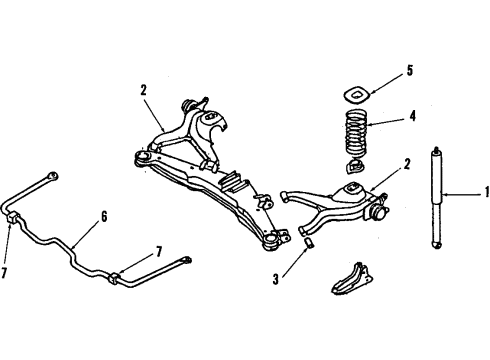 1988 Nissan 200SX Rear Suspension Components, Axle Housing, Lower Control Arm, Stabilizer Bar Rear Suspension Spring Diagram for 55020-04F02