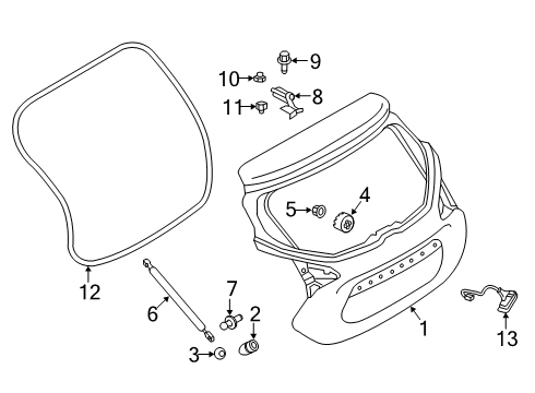 2018 Nissan Kicks Lift Gate Nut Diagram for 90499-1AA0A