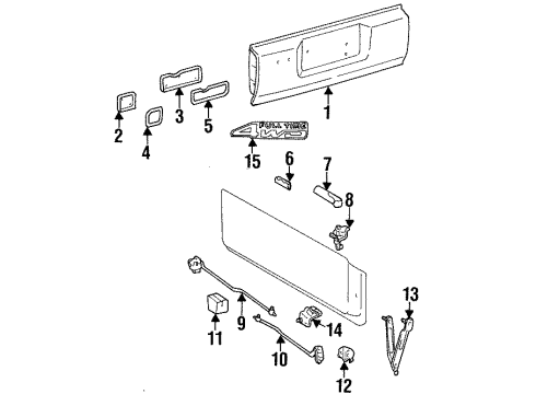 1996 Toyota Land Cruiser Tail Gate & Hardware, Exterior Trim Hinge Diagram for 66110-60010