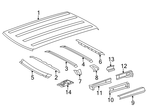 2014 Toyota FJ Cruiser Roof & Components Inner Rail Diagram for 61231-35180