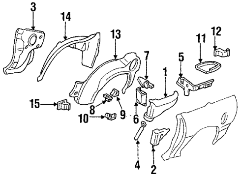 2002 Pontiac Firebird Inner Components - Quarter Panel Panel, Rear Wheelhouse Outer <Use 1C1J 3500B> Diagram for 12532455