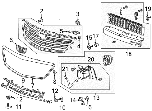 2017 Cadillac CT6 Grille & Components Emblem Diagram for 23444635