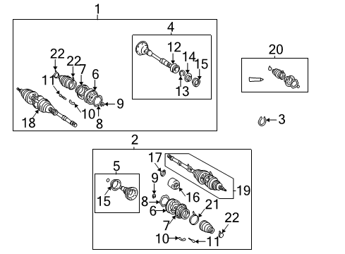 2002 Toyota Highlander Drive Axles - Front Outer Joint Diagram for 43460-39165