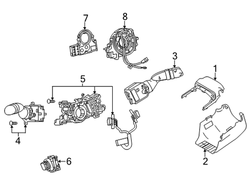 2021 Toyota Venza Shroud, Switches & Levers Angle Sensor Diagram for 8924B-48011