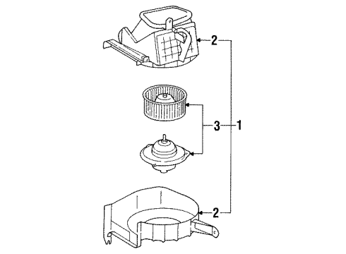 1991 Toyota Land Cruiser Blower Motor & Fan Blower Assembly Diagram for 87130-60250
