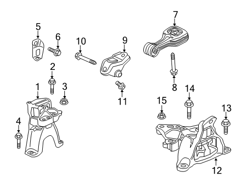 2017 Honda Civic Engine & Trans Mounting Stay, Eng Side Mounting Diagram for 50625-TBA-A00
