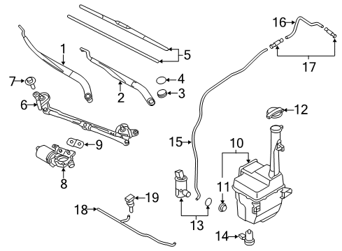 2014 Hyundai Azera Wiper & Washer Components Windshield Wiper Arm Assembly(Passenger) Diagram for 98321-3V000